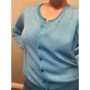Y2K Metallic Sky Blue Cardigan 1X